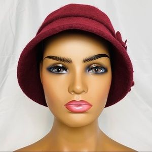 NWOT Claret Wool Felt Cloche